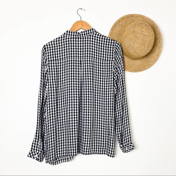 J Jill Gingham Checks Black White Button Up Tunic size S Small - Picture 9 of 10